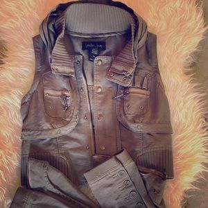 4 way convertible army best/crop/jacket with hood